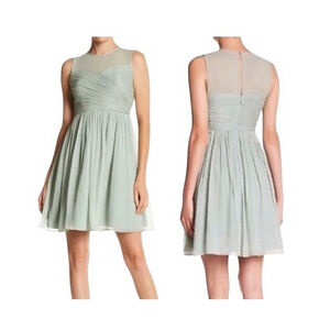 J Crew Clara Dress Sz 18 Green Silk Knee Length Homecoming Formal Sage Mint EUC